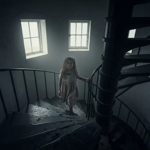 African American Spirit Ascending Lighthouse Staircase | Mysterious Ambiance