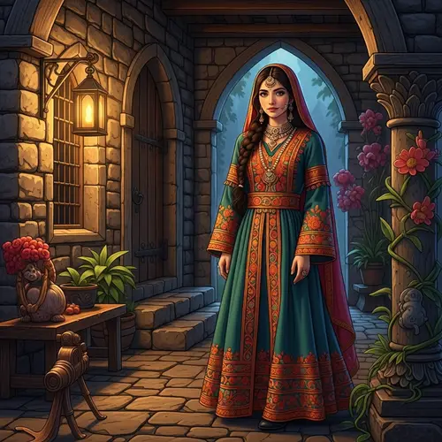 South Asian Girl in Medieval-Themed Garment | Surreal Art