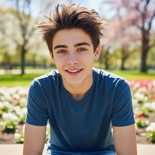 Young Teenage Boy with Handsome Features | Outdoor Park Portrait