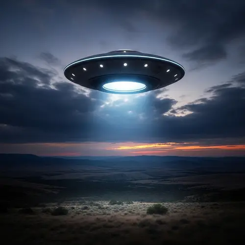 Mysterious UFO Descending at Sunset | Captivating Scene