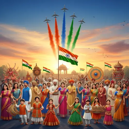 Celebration of Indian Republic Day - Diverse Cultural Parade Scene