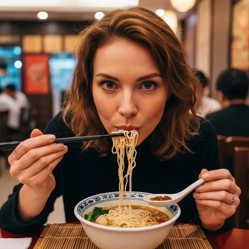 Scarlett Johansson Enjoys Noodles in Singapore