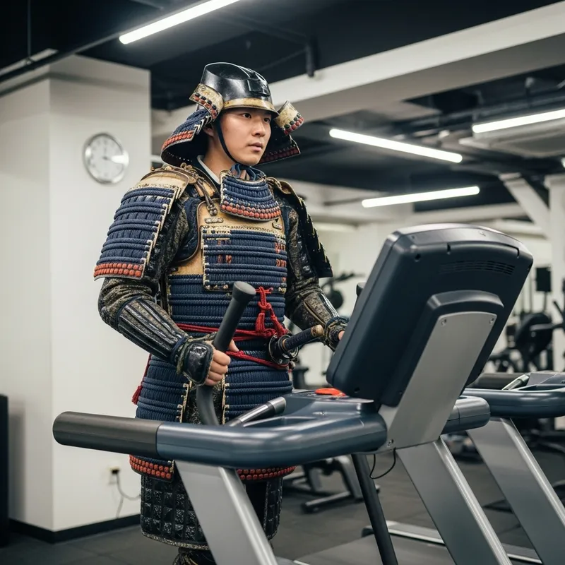 Young Shogun Exercising: Blend of Tradition and Fitness