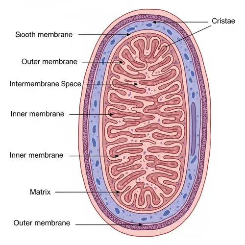Detailed Lateral Section of a Mitochondrion - Structure Visualization