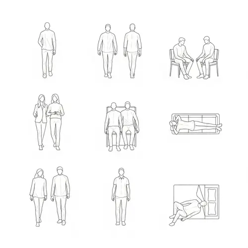 Human Figure Outlines in Architectural Blueprints