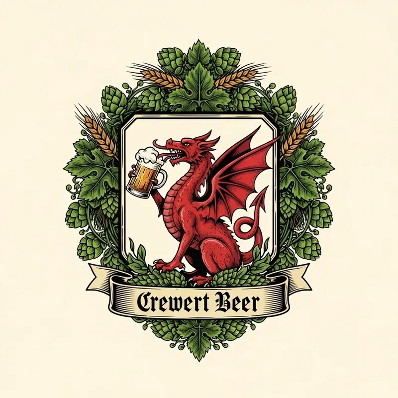 Red Cellar Dragon: Traditional German Beer Emblem with Intricate Details