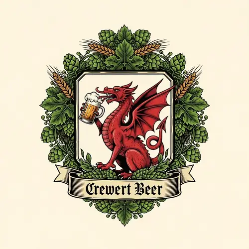 Medieval Fantasy Brewery Emblem: Red Cellar Dragon and Craft Beer Culture