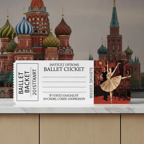 Elegant Ballet Ticket Invitation on Modern Kitchen Island