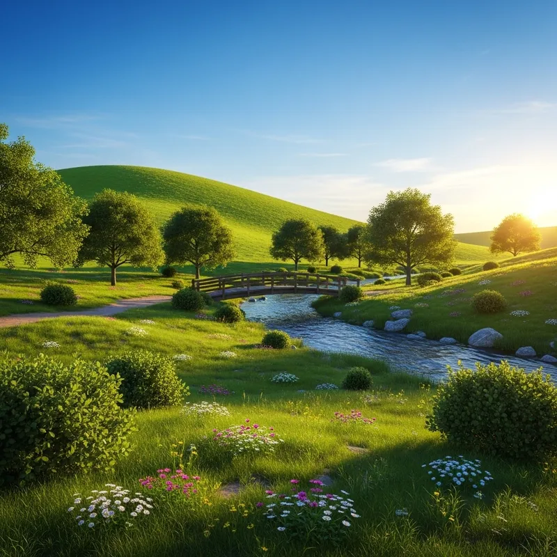 Serenity: Rolling Green Hill and Bubbling River