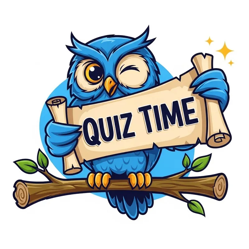 Friendly Owl Quiz Channel Mascot Logo: Quiz Time