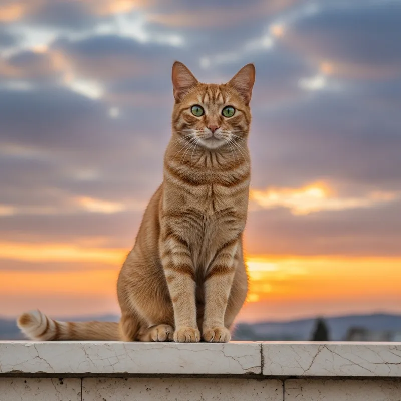 Ginger Cat Perched on Brick Wall Ginger Cat Perched on Brick Wall