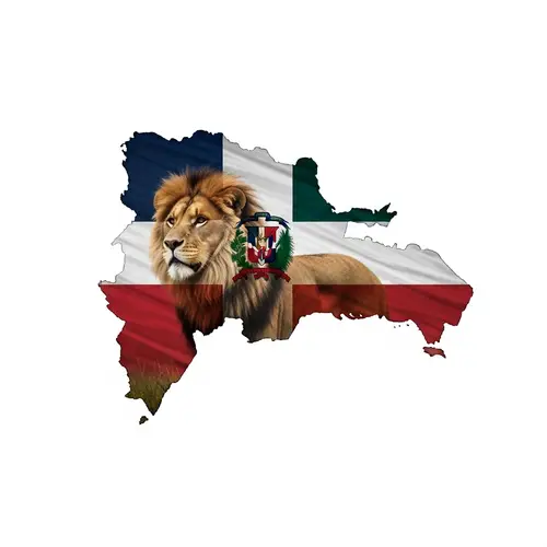 Dominican Republic Lion: Geographic Outline with a Roar