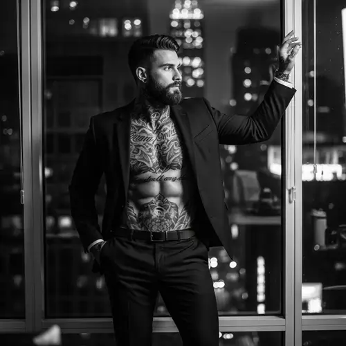 Modern Noir Portrait of a Charismatic Italian Man in New York City