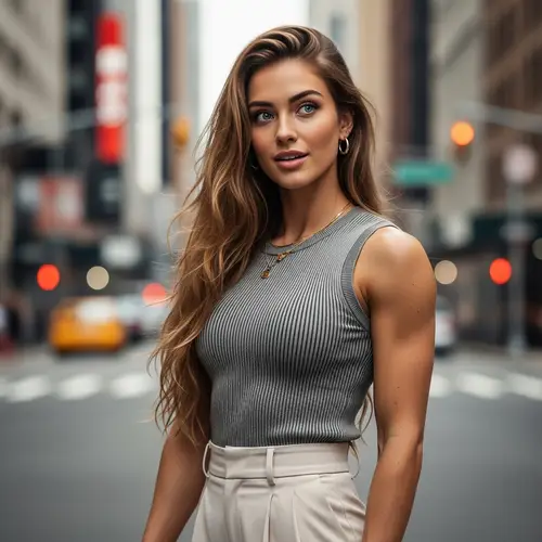 Stylish American Woman with Blonde Hair | Fashion Model