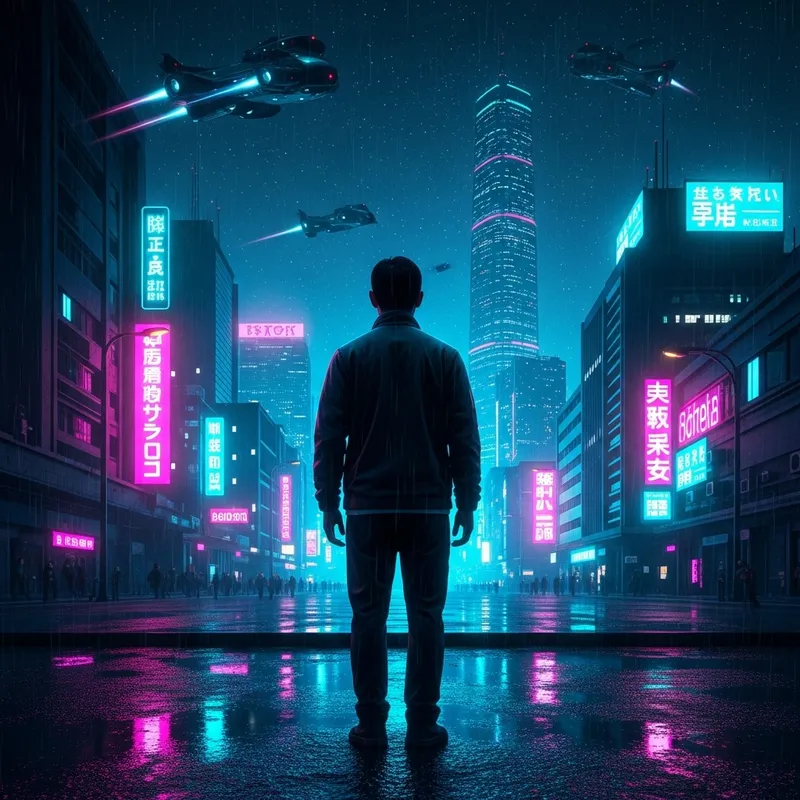 Contrasting Time and Memories in Retro-Futuristic Synthwave City