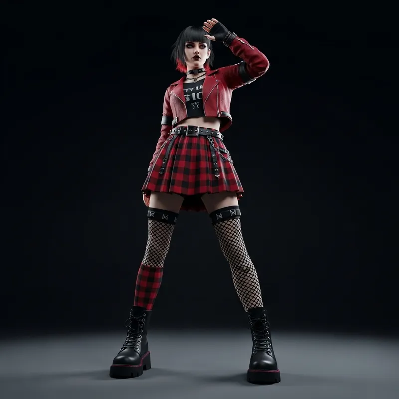 Confident Edgy Black Hair Girl's Vibrant Fashion Confident Edgy Black Hair Girl's Vibrant Fashion