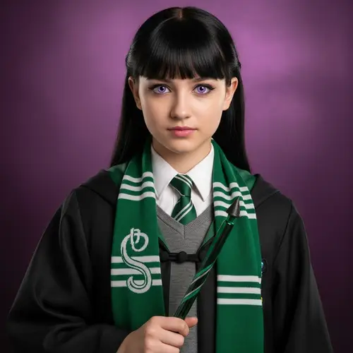 British Girl in Serpentine House - Wizarding School Uniform