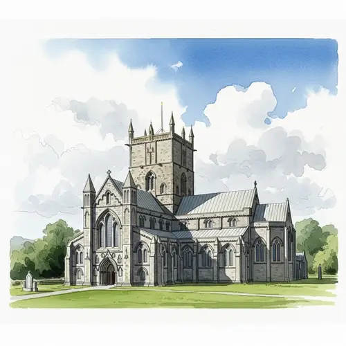 St. David's Cathedral Watercolor Painting