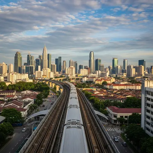 Stunning Distance View of Malaysian LRT Journey