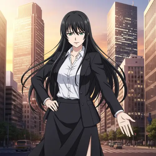 Dynamic Anime Style Character in Elegant Attire | Urban Setting