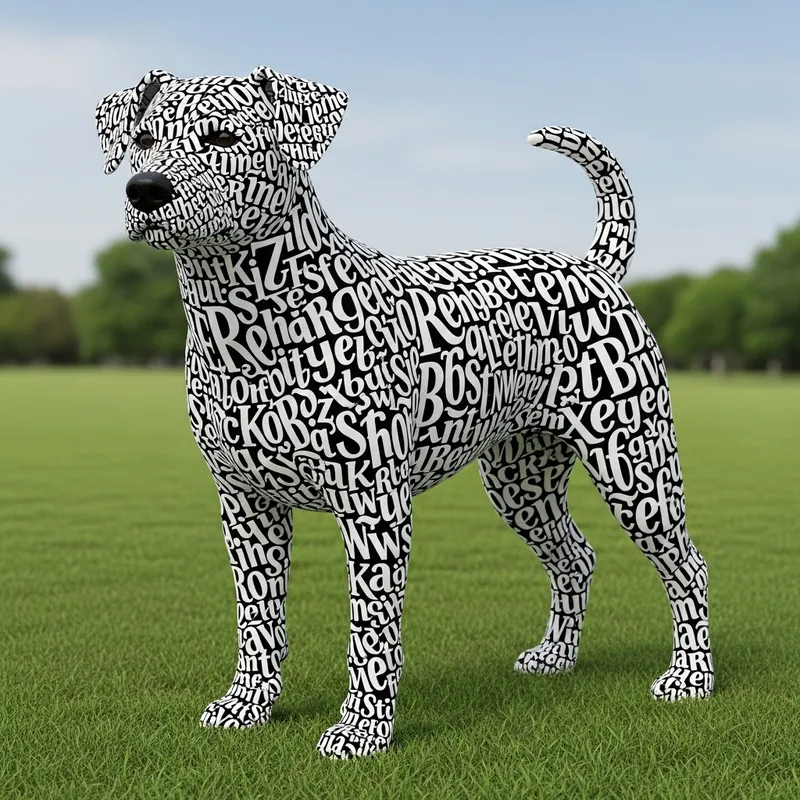 Playful Dog Embracing Captivating Fonts