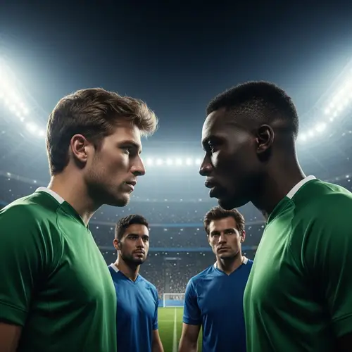 Thrilling Football Match: Players Face Off for Tournament Poster