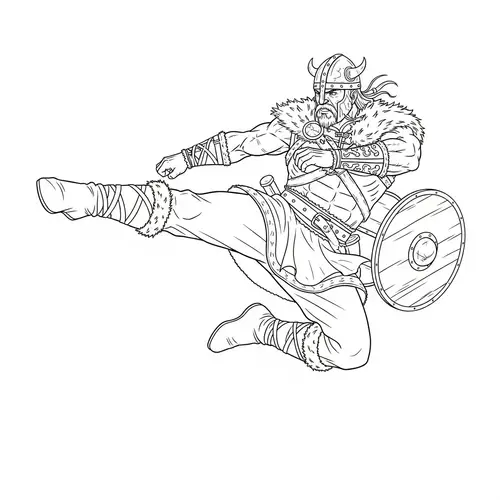 Dynamic Viking Sidekick Drawing - Traditional Outfit