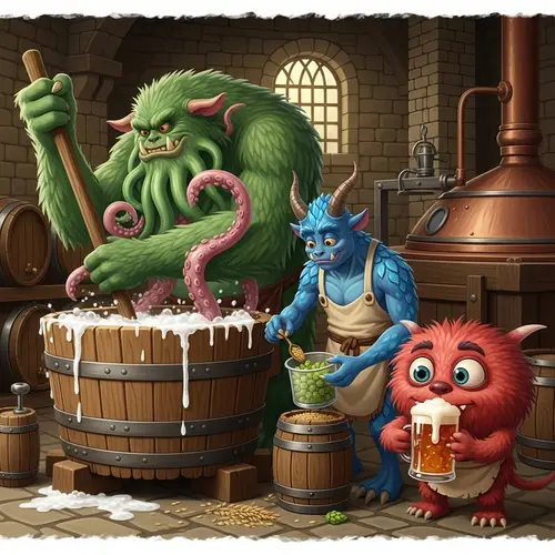 Multicolored Monsters Brewing Beer | Fantasy Brewery Scene