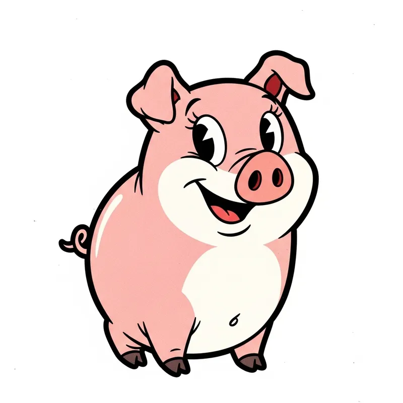 Disney-Style Smiling Animated Pig | Traditional Family-Friendly Animation
