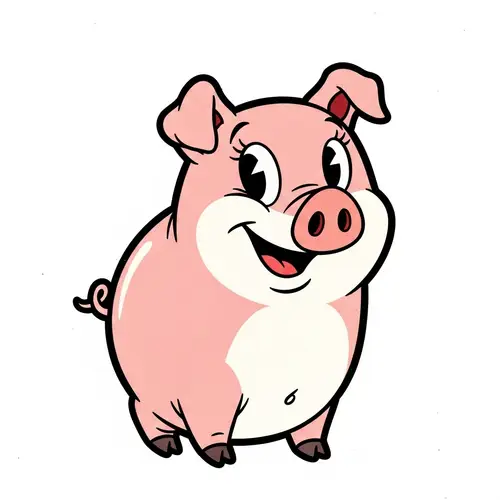 Smiling Animated Pig | Family-Friendly Traditional Animation