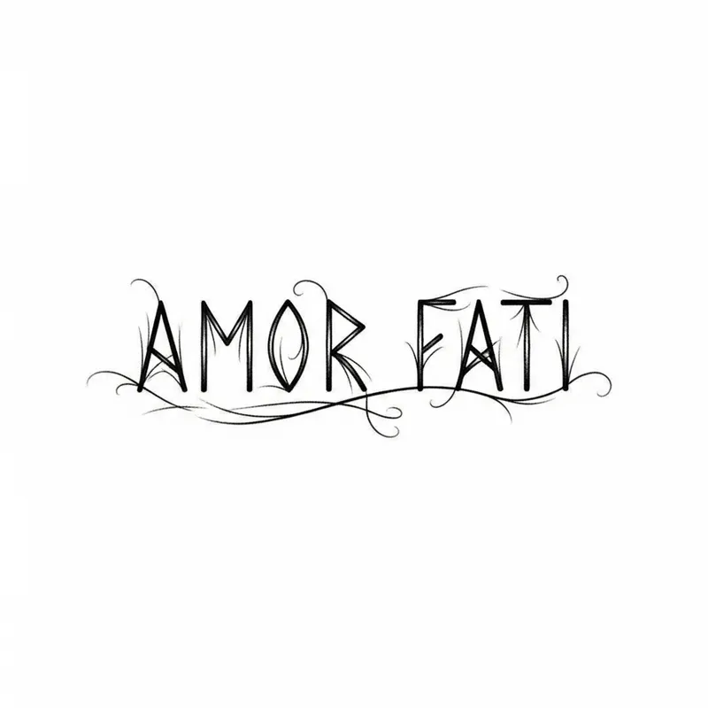 Intricate Runes Tattoo Font Design for 'Amor Fati'