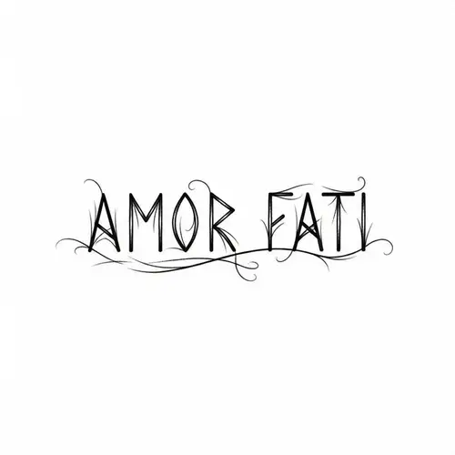 Intricate 'Amor Fati' Tattoo Font Design with Runes Symbols