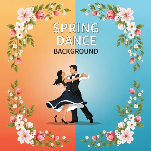 Spring Dance Flyer Background with Dancing Couple
