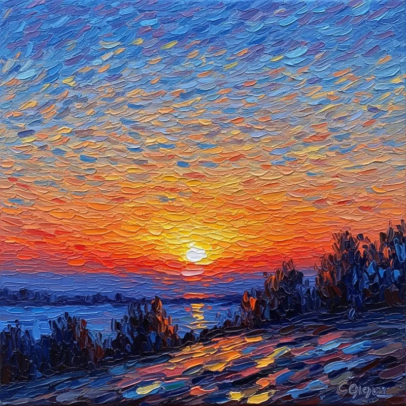 Impressionistic Sunset Art: Stunning View & Vibrant Colors