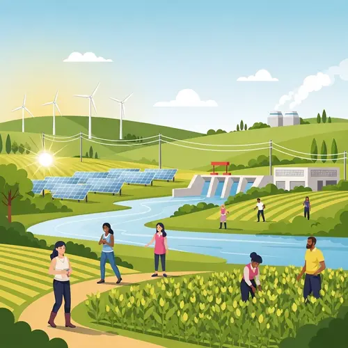 Tranquil Countryside Renewable Energy Panorama