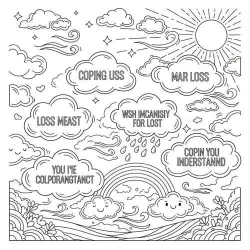 Playful Clouds Illustrating Coping with Loss | Children's Coloring