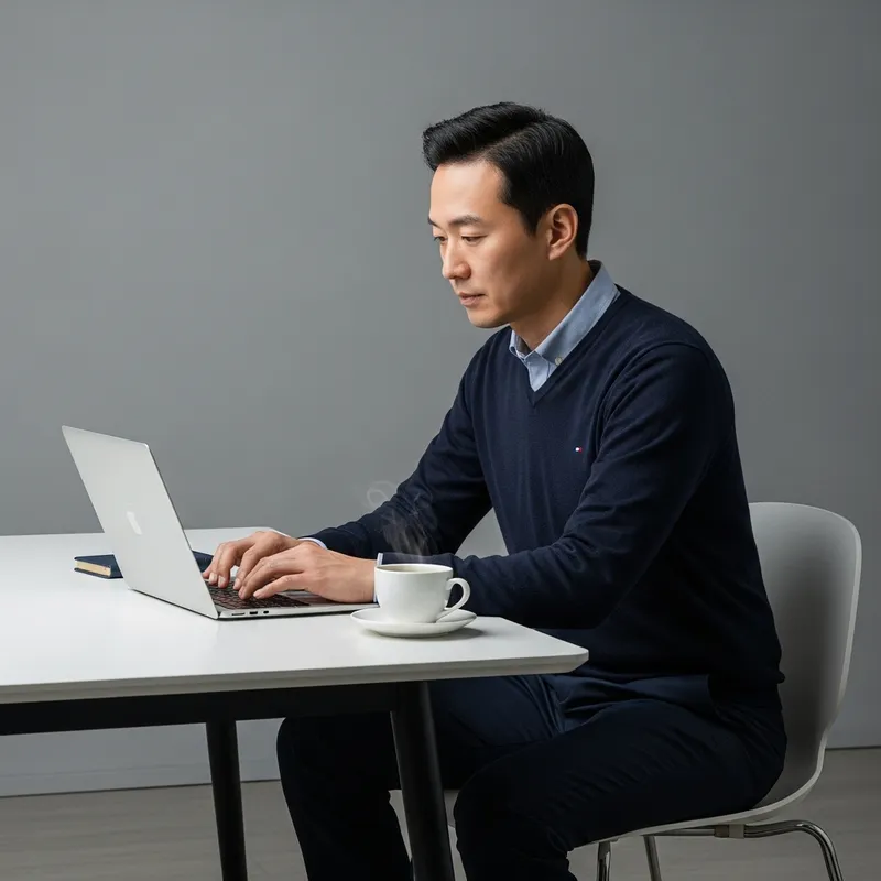 Asian Man Using Laptop: Expert at Work