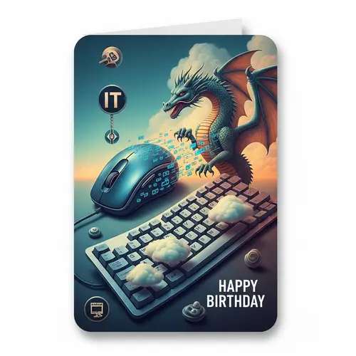 Surrealistic IT Specialist Birthday Card | Dreamy Design - 60s Style