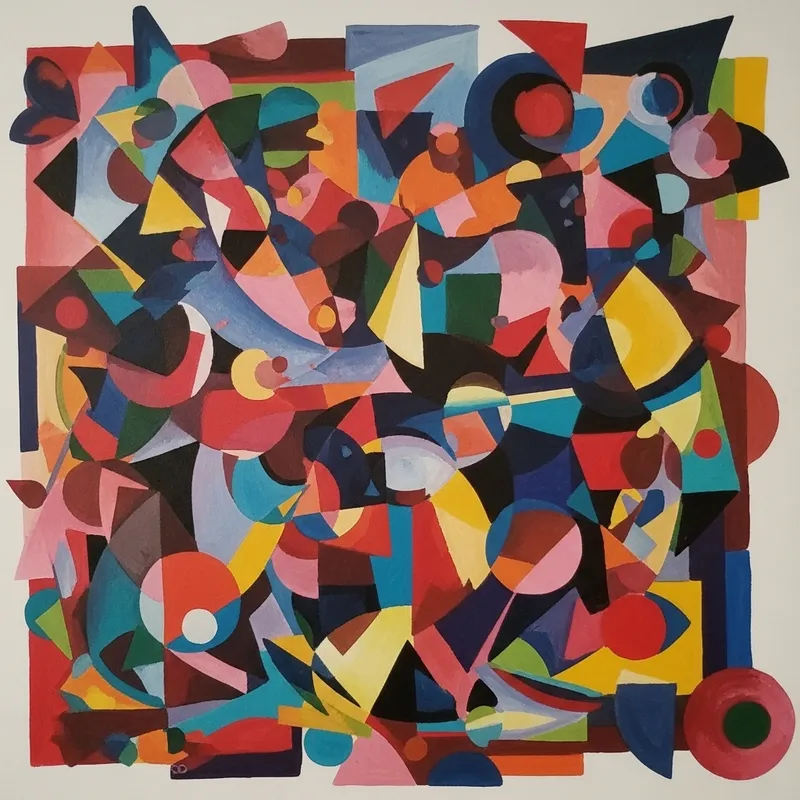 Bold & Vibrant Abstract Geometric Art: Shapes in Contrasting Colors