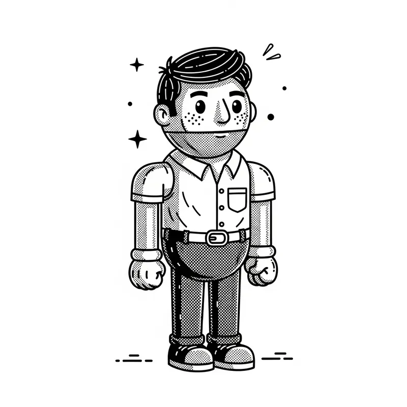 Intricately Detailed Black and White Foosball Character Vector Illustration