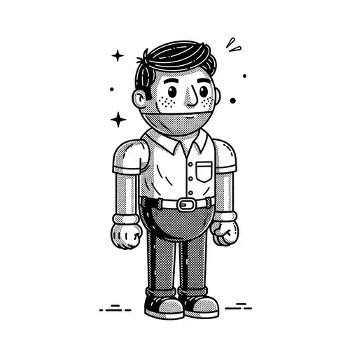 Detailed Black and White Foosball Character Vector Illustration