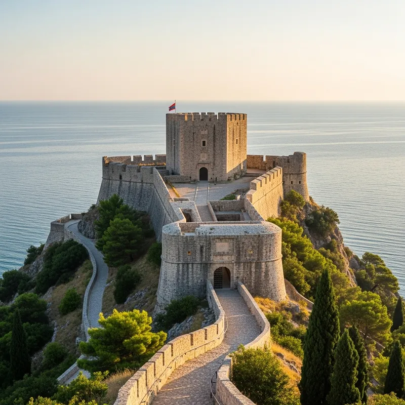Picturesque Stone Fortress Overlooking Calm Sea Picturesque Stone Fortress Overlooking Calm Sea