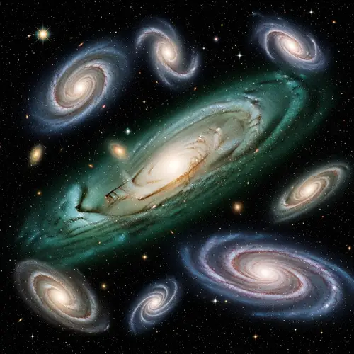 Mystical Cosmic Art: Colorful Galaxies and Nebulae