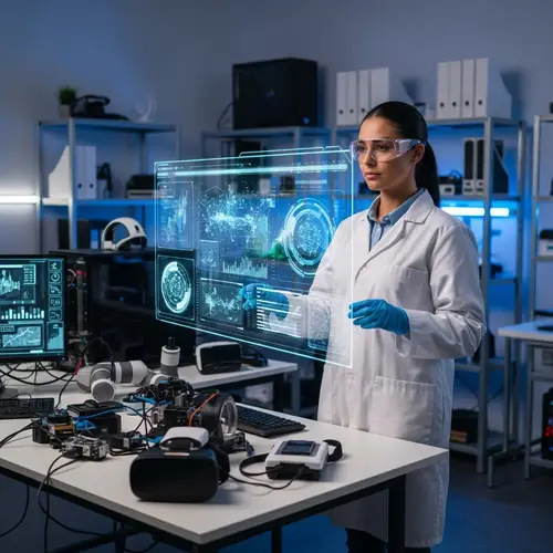 Innovative Hispanic Woman in Tech Laboratory