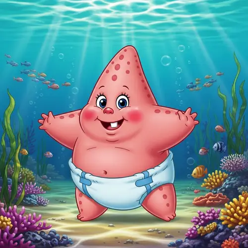 Chubby Pink Starfish Diapered Undersea Creature
