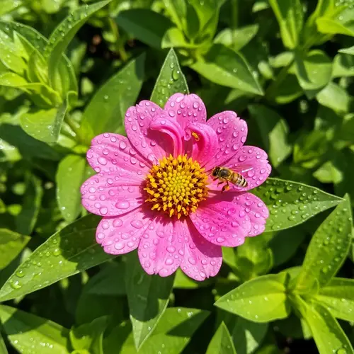 Vibrant Pink Flower Blooming in Lush Green Garden