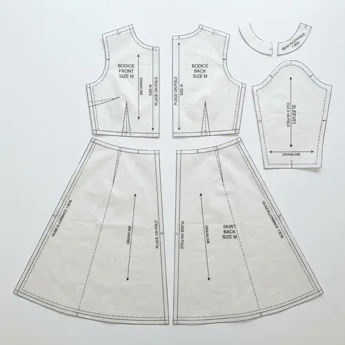 Exquisitely Detailed Sewing Pattern for Stylish Flared Dress