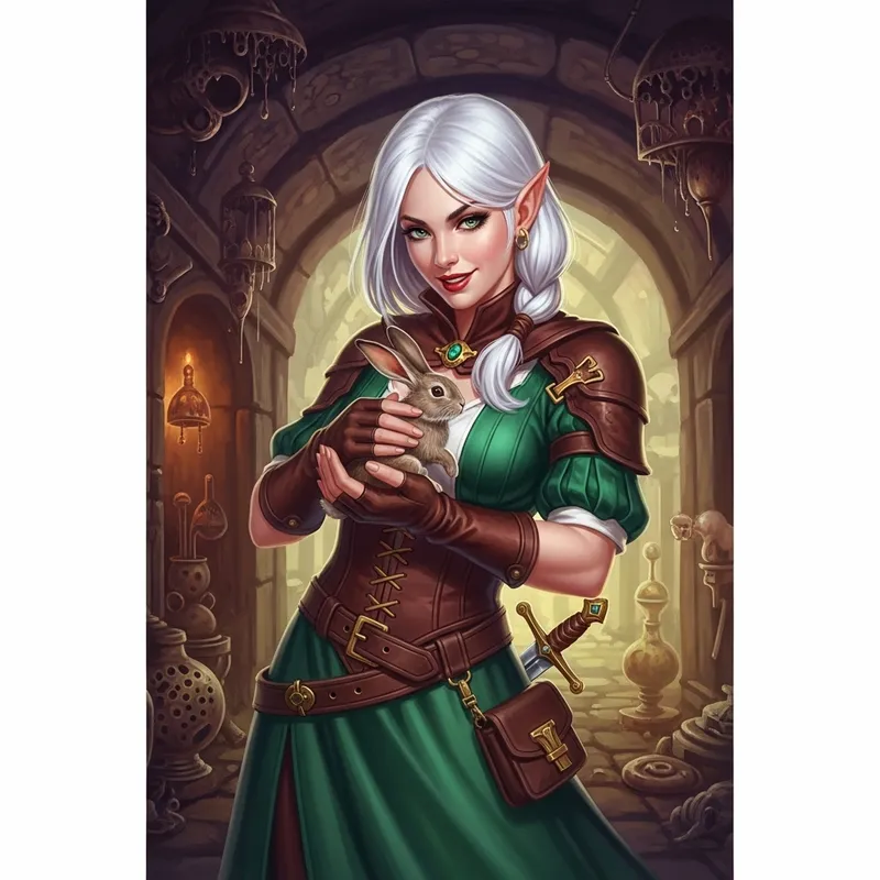 Vibrant Half-Elf Rogue Digital Painting