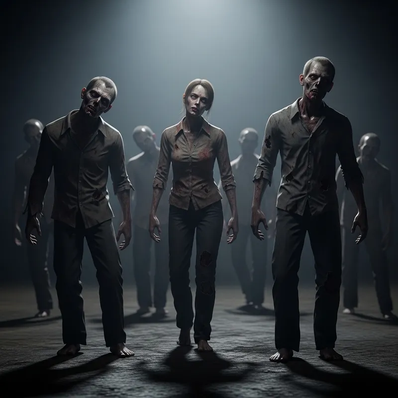 Creepy Zombie Horror Scene - Volumetric Lighting, Epic Details, 8k Creepy Zombie Horror Scene - Volumetric Lighting, Epic Details, 8k