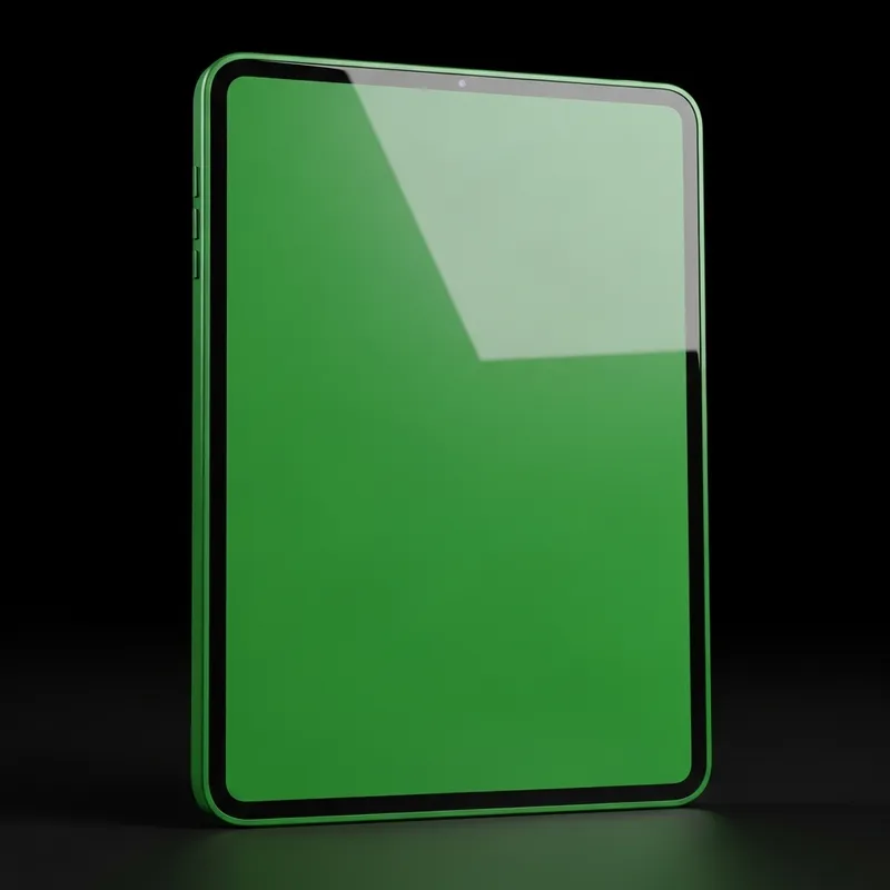 Vibrant Green Tablet on Dark Background